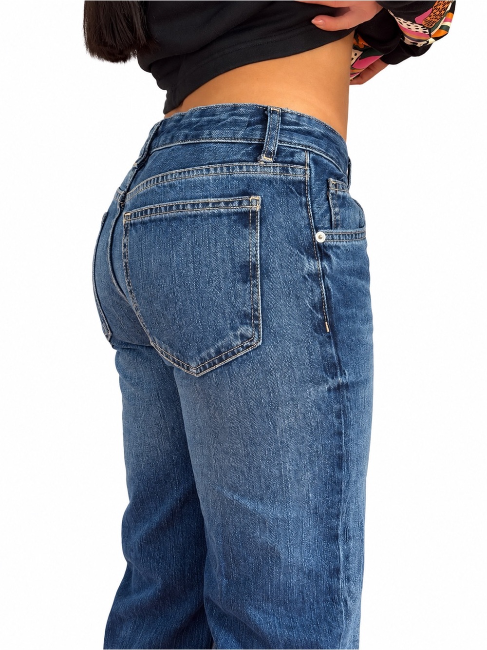 ZARA TRF Wide Leg Low Rise Jeans Indigo 100% Cotton Size 2 New - Picture 9 of 10
